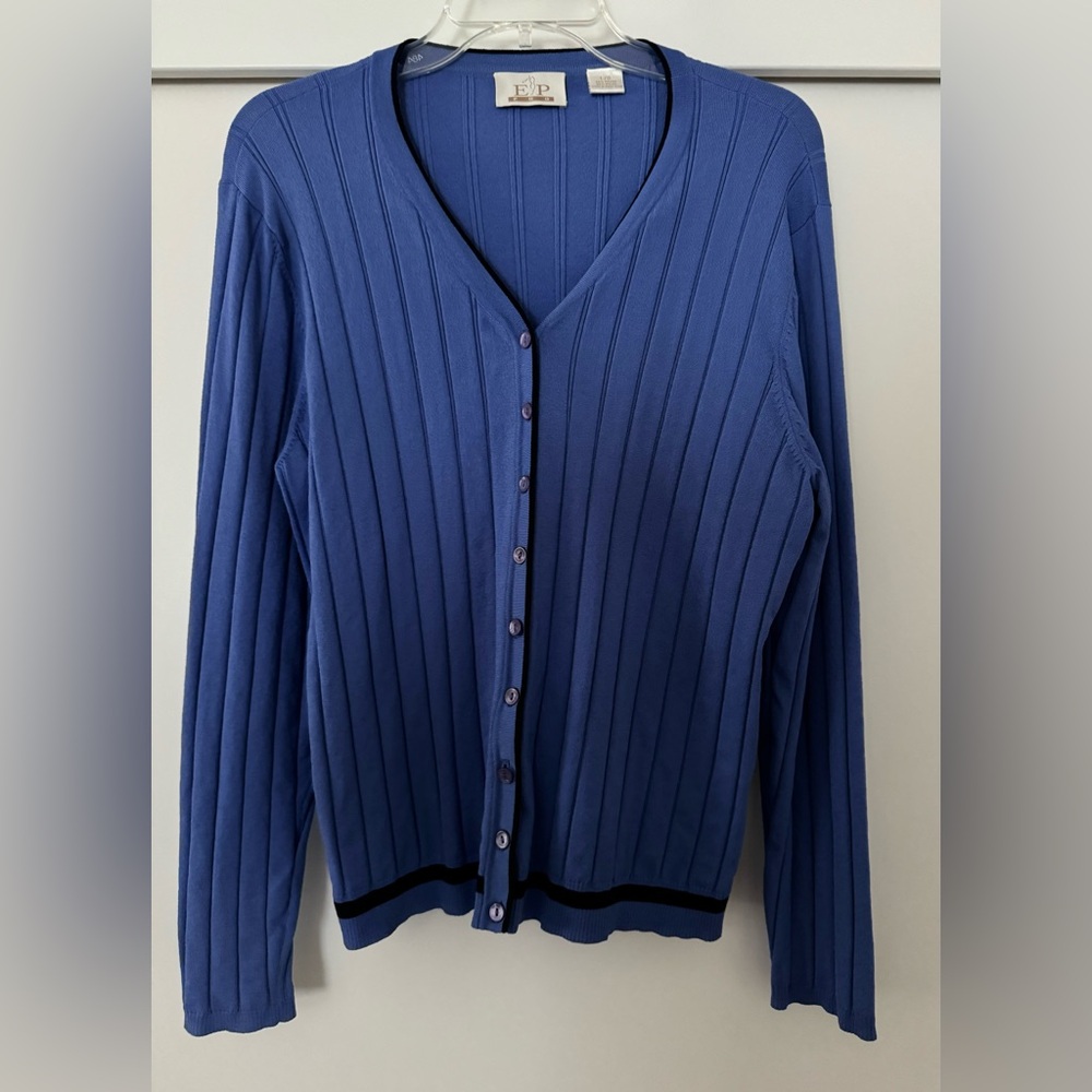EP Pro Long Sleeve Blue Button Up Golf Sweater Size L